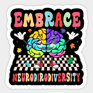 Embrace Neurodiversity Brain Autism Awareness Month Sticker